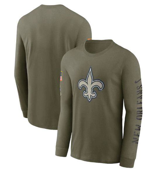 Men's New Orleans Saints 2022 Olive Salute to Service Long Sleeve T-Shirt